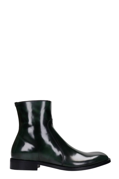 Shop Maison Margiela Ankle Boots In Green Leather