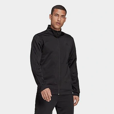 Shop Adidas Originals Adidas Men's Primegreen Essentials Warm-up 3-stripes Track Jacket In Black/black