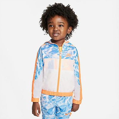 Shop Nike Kids' Toddler Swish Splash Full Zip Jacket In Coast/atomic Orange/white