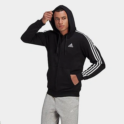 Shop Adidas Originals Adidas Men's Essentials Fleece 3-stripes Full Zip Hoodie In Black
