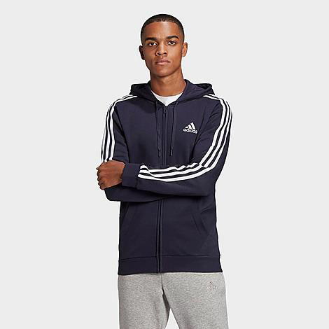 Adidas Originals Adidas Men's Essentials Fleece 3-stripes Full Zip Hoodie  In Ink | ModeSens
