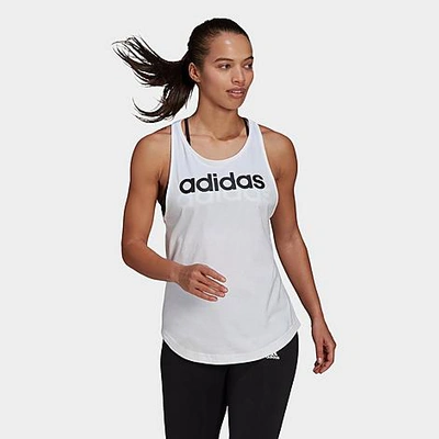 Shop Adidas Originals Adidas Women's Loungewear Essentials Logo Loose Tank Top In White/black