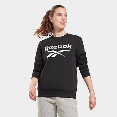 Shop Reebok Women's Identity Big Logo Fleece Crewneck Sweatshirt In Black