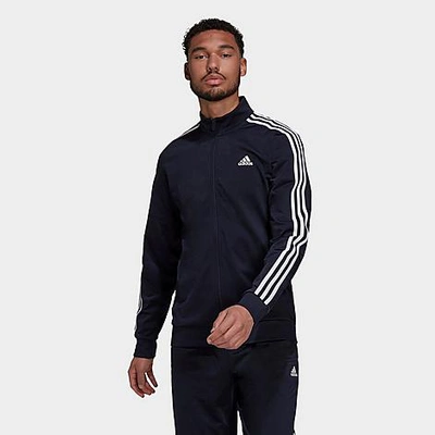 Shop Adidas Originals Adidas Men's Primegreen Essentials Warm-up 3-stripes Track Jacket In Ink/white