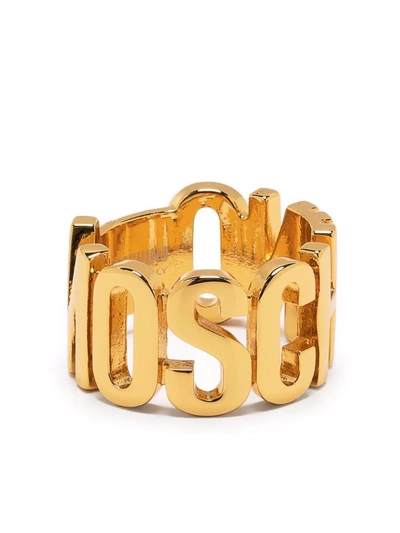 Shop Moschino Logo-detail Ring In Gold