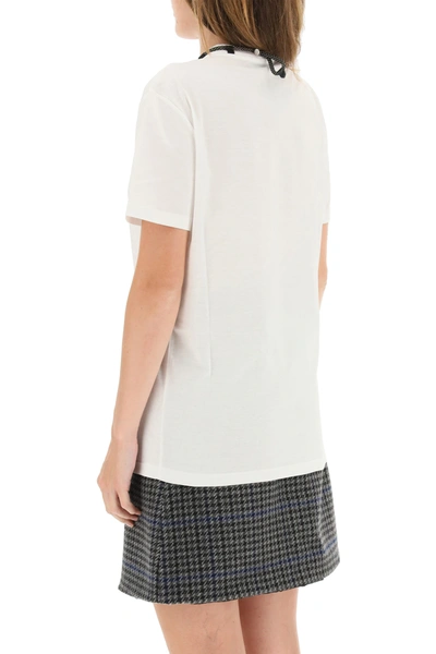 Shop Prada V-neck T-shirt With Pochette In White