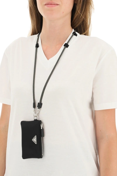 Shop Prada V-neck T-shirt With Pochette In White