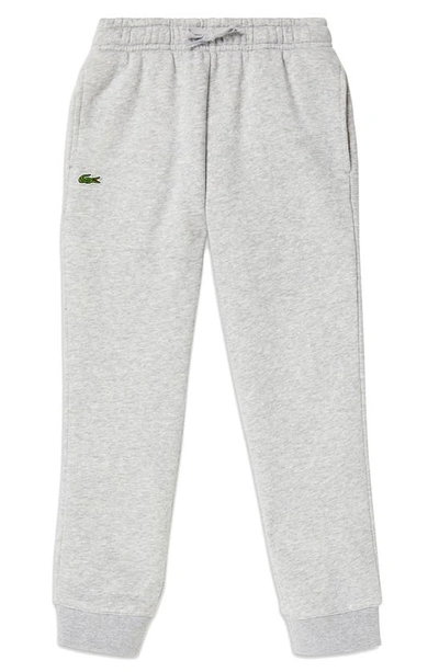 Shop Lacoste Solid Fleece Jogger Sweatpants In Silver Chine