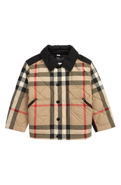 Shop Burberry Kids' Check Diamond Quilted Jacket In Archive Beige Ip Chk