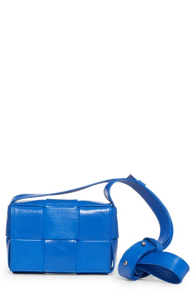 Shop Bottega Veneta Mini Intrecciato Leather Crossbody Bag In Cobalt