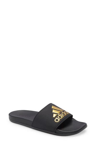 Shop Adidas Originals Adilette Comfort Sport Slide In Black/ Gold