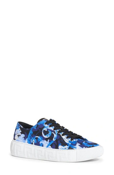 Shop Versace Greca Barocco Print Low Top Sneaker In Blue