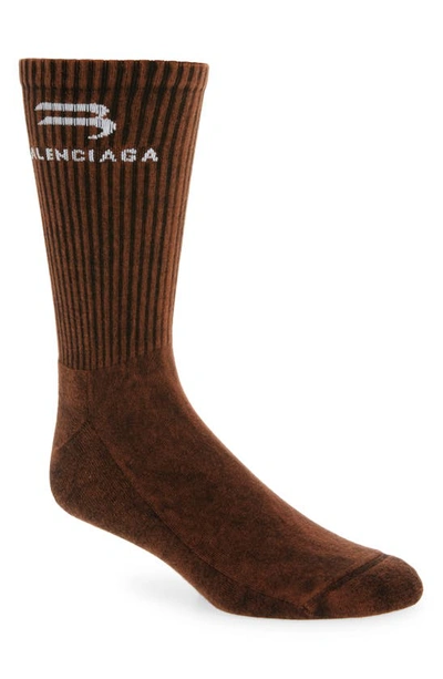 Shop Balenciaga Logo Bleached Tennis Socks In Brown