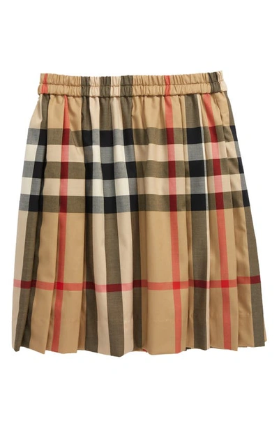 Shop Burberry Kids' Hilde Check Pleated Skirt In Archive Beige Ip Chk