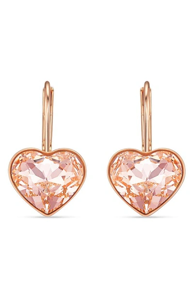 Superposición Miedo a morir Dando Swarovski Crystal Bella Heart Drop Earrings In Rose Gold | ModeSens