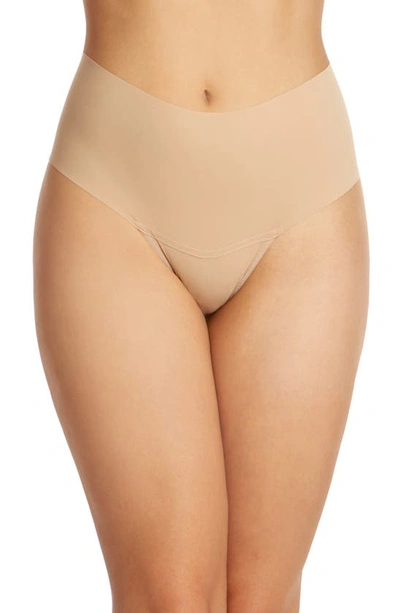 Shop Hanky Panky Breathe High Waist Thong In Taupe