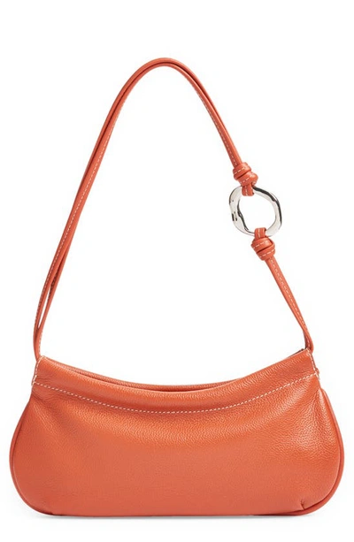 Shop Staud Tate Leather Shoulder Bag In Rust