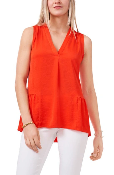 Shop Vince Camuto Ruffle Back Sleeveless Rumple Satin Top In Passion Fruit