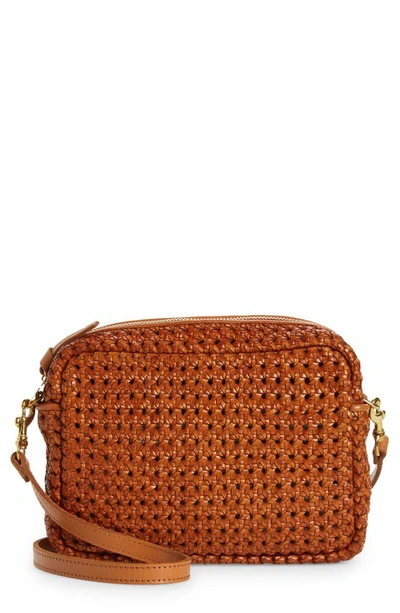Clare V Midi Sac Woven Leather Crossbody Bag In Brown
