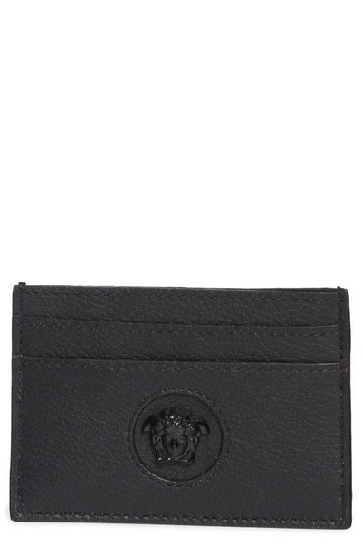 Shop Versace Medusa Leather Card Case In Black-black- Gold