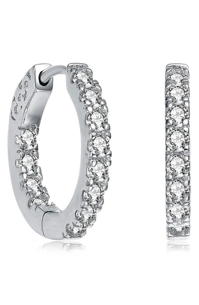 Genevive Cubic Zirconia Hoop Earrings In Silver