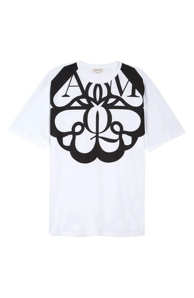 Shop Alexander Mcqueen Exploded Seal Logo Oversize Graphic Tee In White Multi