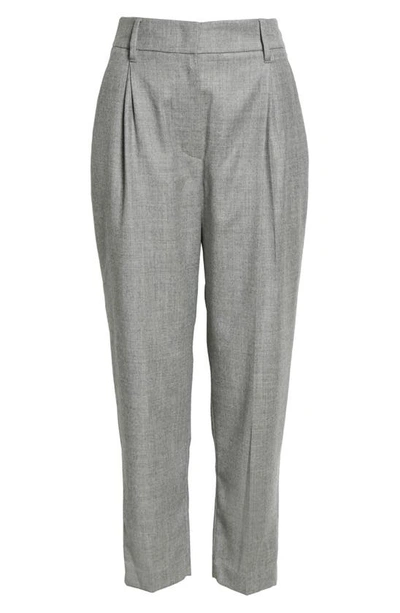 Shop Brunello Cucinelli Metallic Wool Blend Trousers In Light Grey