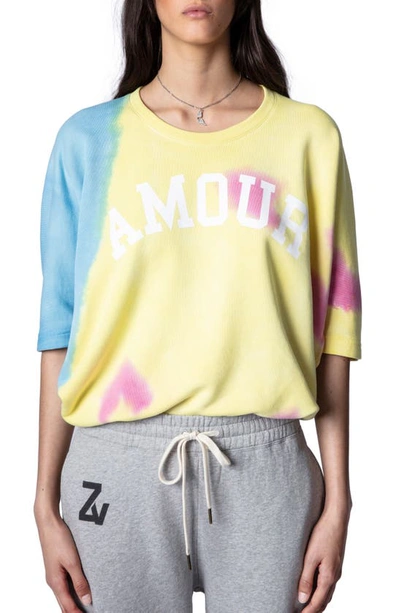 Shop Zadig & Voltaire Portland Amour Tie Dye Cotton Blend Sweatshirt In Multi