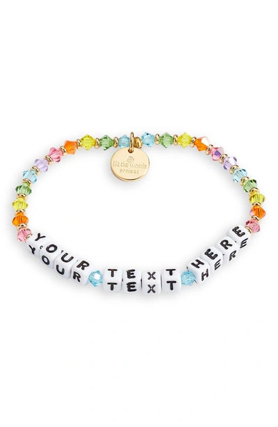 Shop Little Words Project Custom Beaded Stretch Bracelet In Rainbow