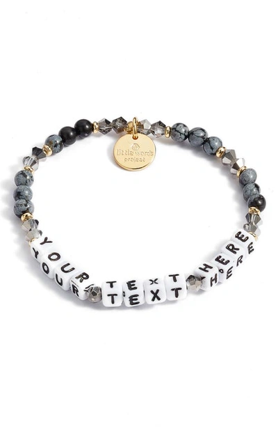 Shop Little Words Project Custom Beaded Stretch Bracelet In Stormy/ Black