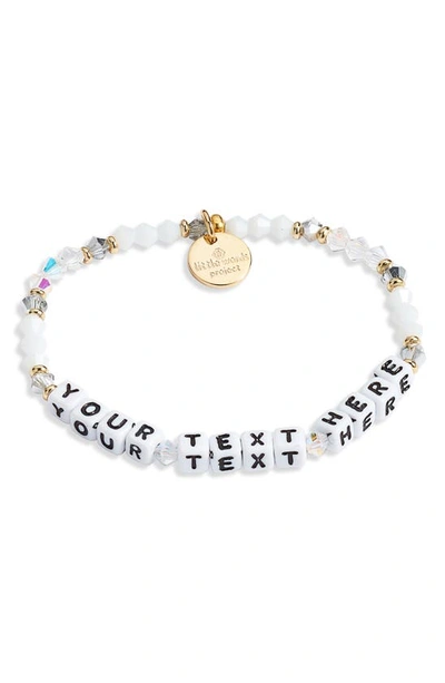 Shop Little Words Project Custom Beaded Stretch Bracelet In Empire/ White