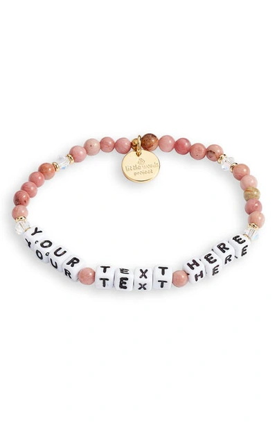 Shop Little Words Project Custom Beaded Stretch Bracelet In Rhodonite/ Pink