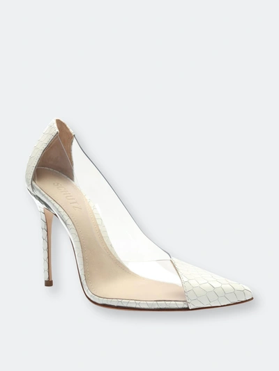 Shop Schutz Cendi Snake-embossed Leather Pump In White