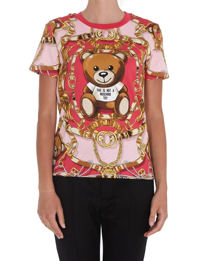 Shop Moschino Teddy Bear Scarf T-shirt In Multicolor