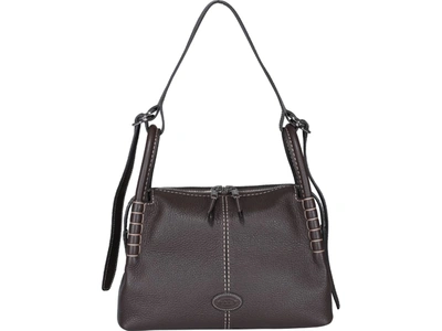Shop Tod's Small Leather Bauletto Bag In Brown