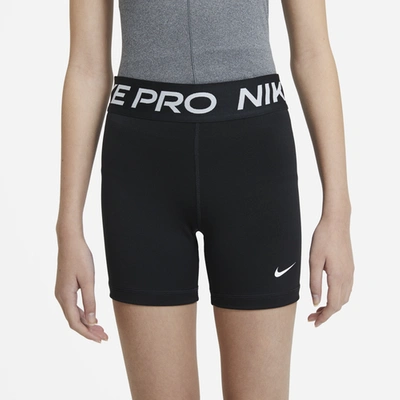 Shop Nike Girls  Pro 3" Shorts In White/black