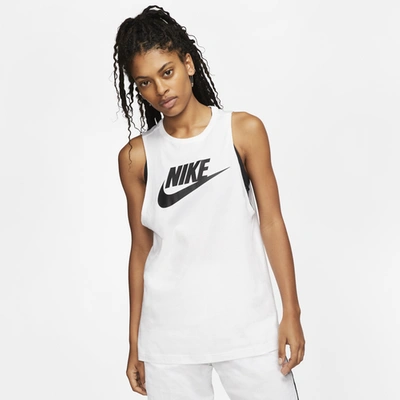 Shop Nike Womens  Essential Muscle Futura Tank In White