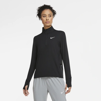 Shop Nike Womens  Plus Element 1/2 Zip In Black