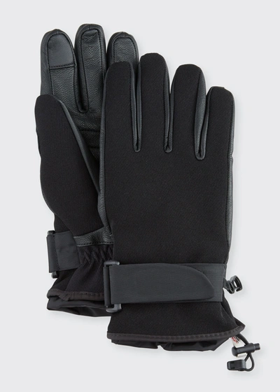 Shop Moncler Technical Jersey Logo Ski Gloves In Black