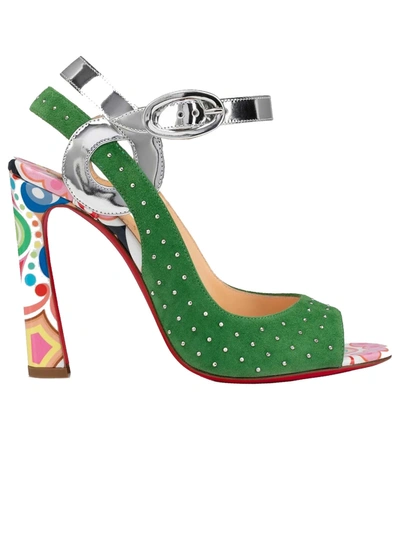Shop Christian Louboutin Multicolor Suede Loopinga Toe Plume Sandals