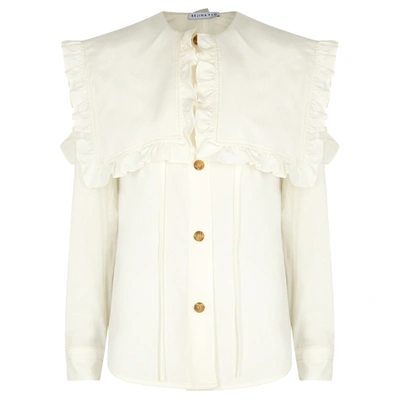 Shop Rejina Pyo Tate Off-white Ruffle-trimmed Cotton Shirt In Off White