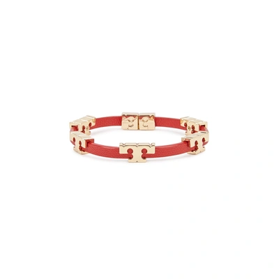 Shop Tory Burch Serif-t Red Leather Bracelet