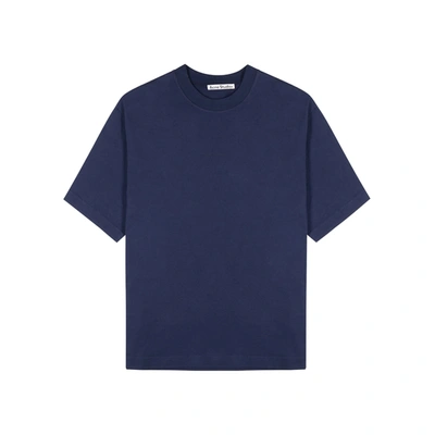 Shop Acne Studios Navy Logo Cotton T-shirt In Blue