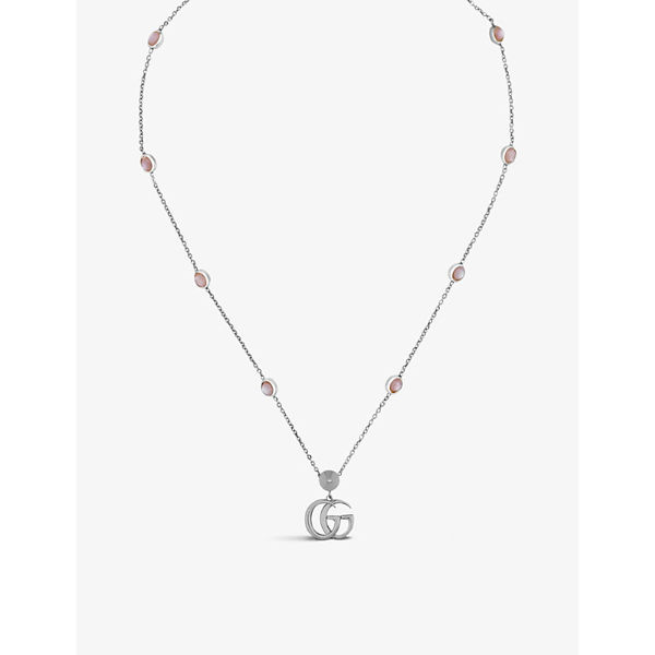 Gucci Womens Silver Marmont Double G Mother-of-pearl Necklace ModeSens