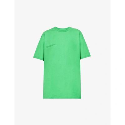 Shop Pangaia Womens Jade Green Text-print Organic-cotton T-shirt