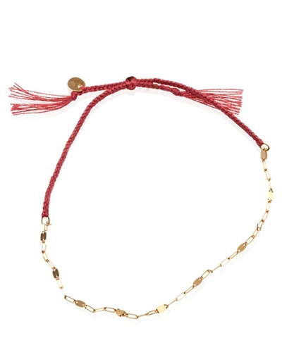 Shop Atelier Vm Tea Spiga Cotton And Gold Chain Bracelet In Red