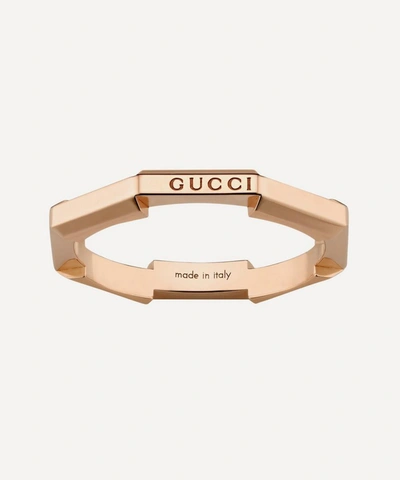 Shop Gucci 18ct Rose Gold Link To Love Mirrored Ring