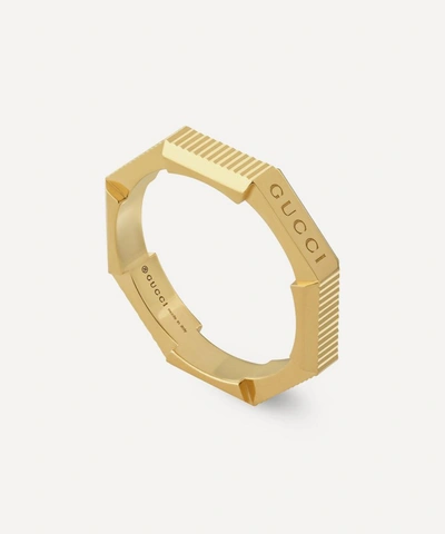 Shop Gucci 18ct Gold Link To Love Striped Ring