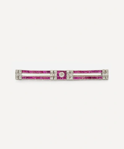 Shop Kojis Platinum 1920s Art Deco Ruby And Diamond Bar Brooch In White