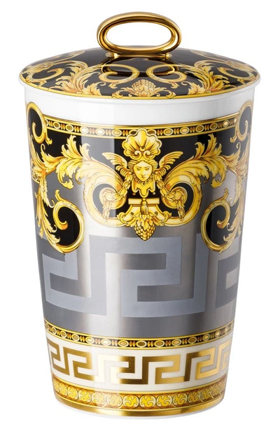 Shop Versace Prestige Gala Lidded Votive In Black / Gold